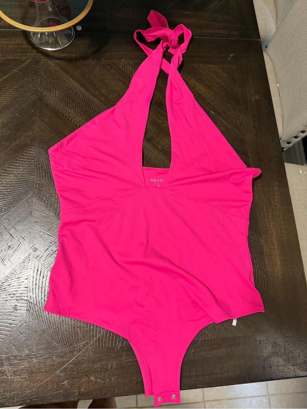 Amazon Hot Pink Halter One-Piece Bodysuit